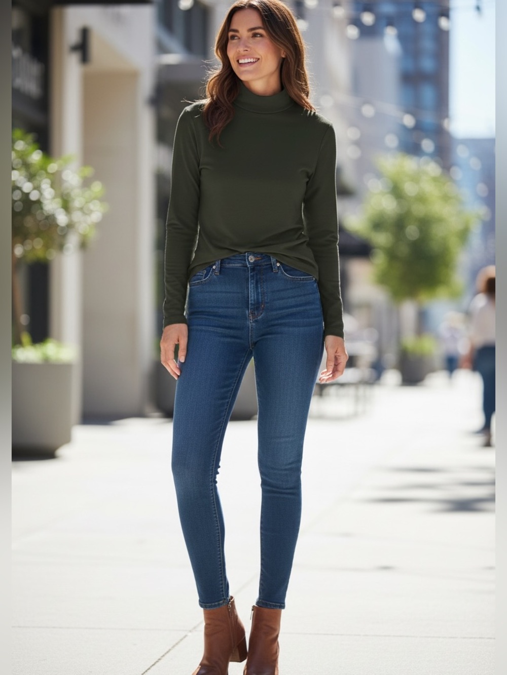 J. McLaughlin Olive Green Turtleneck Top Size Large